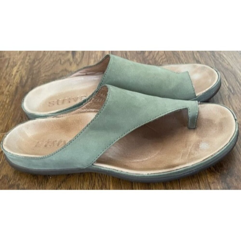 Strive Capri Women's 9 Green Orthotic Slide Footbed Sandals Toe-ring Summer Boho
